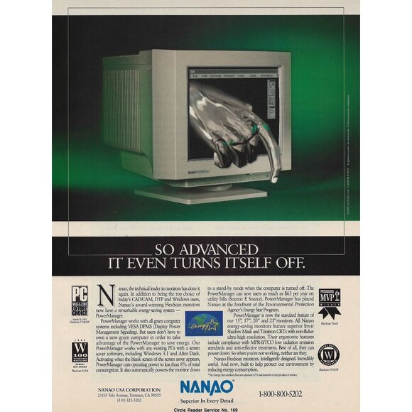 Nanao USA FlexScan Computer Monitor 1993 Vintage Print Ad Torrance CA u Original - Picture 1 of 3